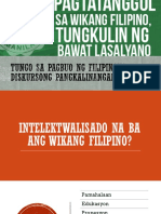 Tungo Sa Pagbuo NG Filipinong Diskursong Pangkalinangan