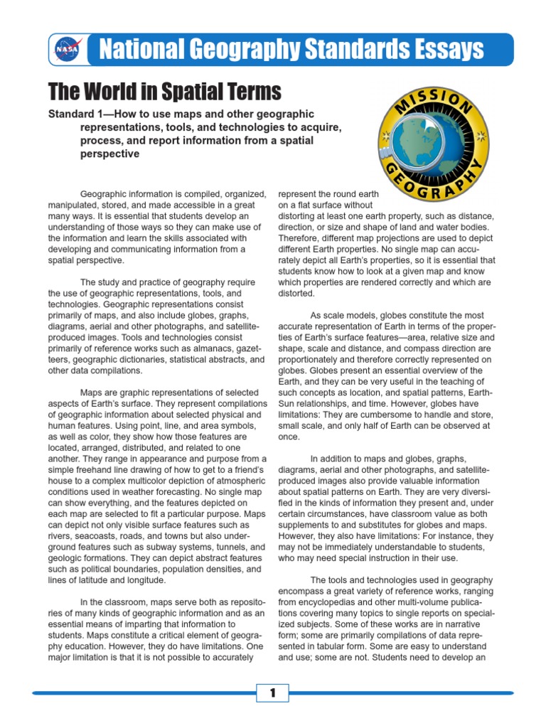 National Geography Standards Essays: The World in Spatial Terms 