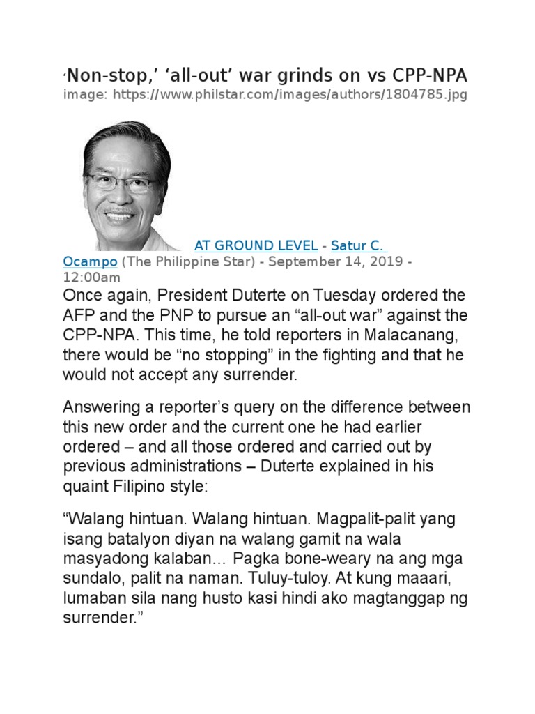 Ndf Npa Cpp Documentary Pdf Rodrigo Duterte International