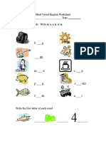 Short Vowel English Worksheet