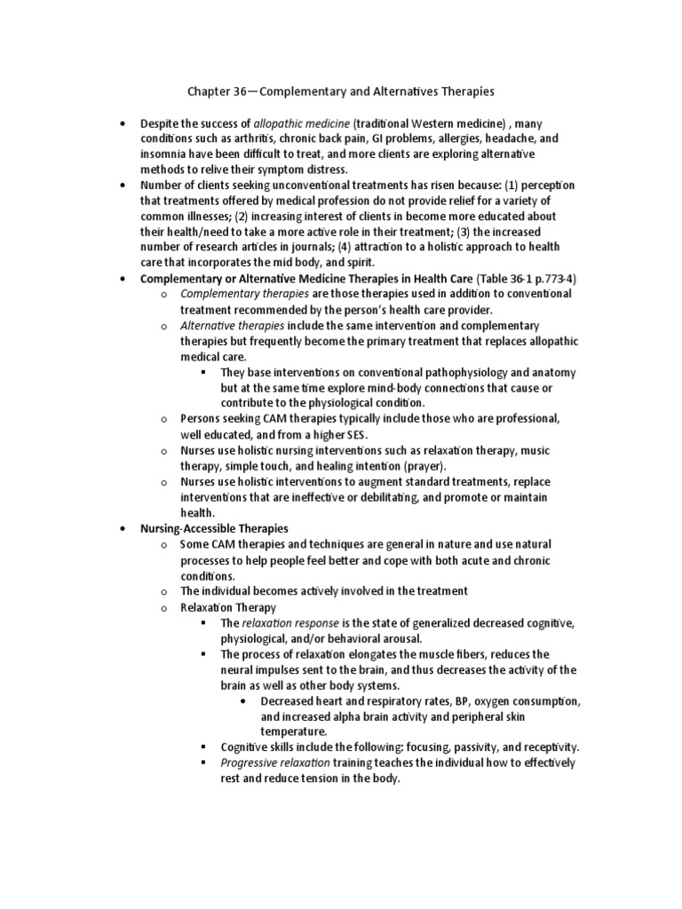Complementary and Alternative Therapies | PDF | Relaxation (Psychology ...