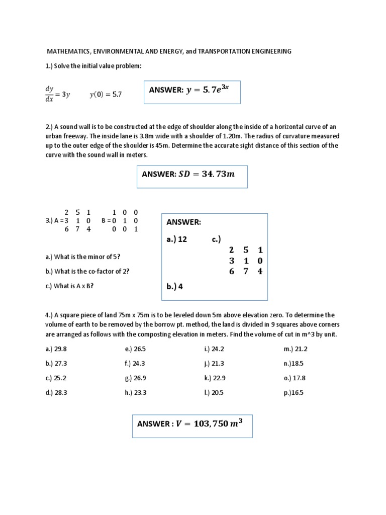 Engineering Problem Solutions Overview | PDF | Volume | Civil Engineering
