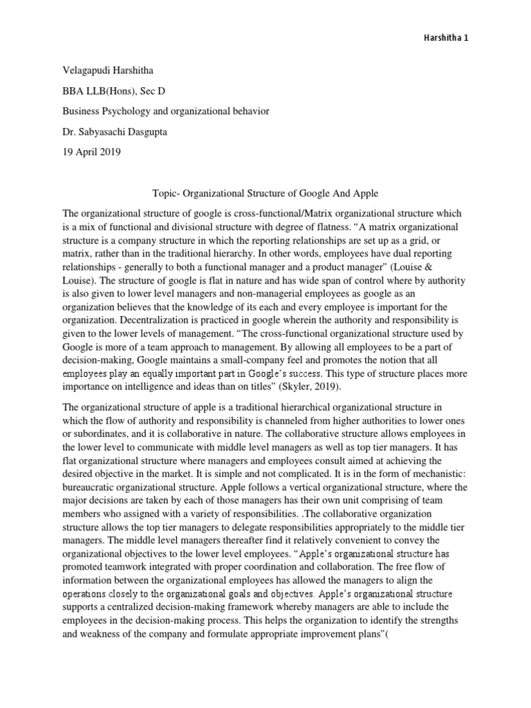 Organizational Structure of Google and Apple | PDF | Organizational ...