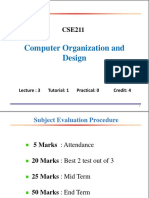 Computer Organization and Design: Lecture: 3 Tutorial: 1 Practical: 0 Credit: 4