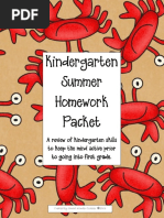 Kindergarten Summer Homework Packet