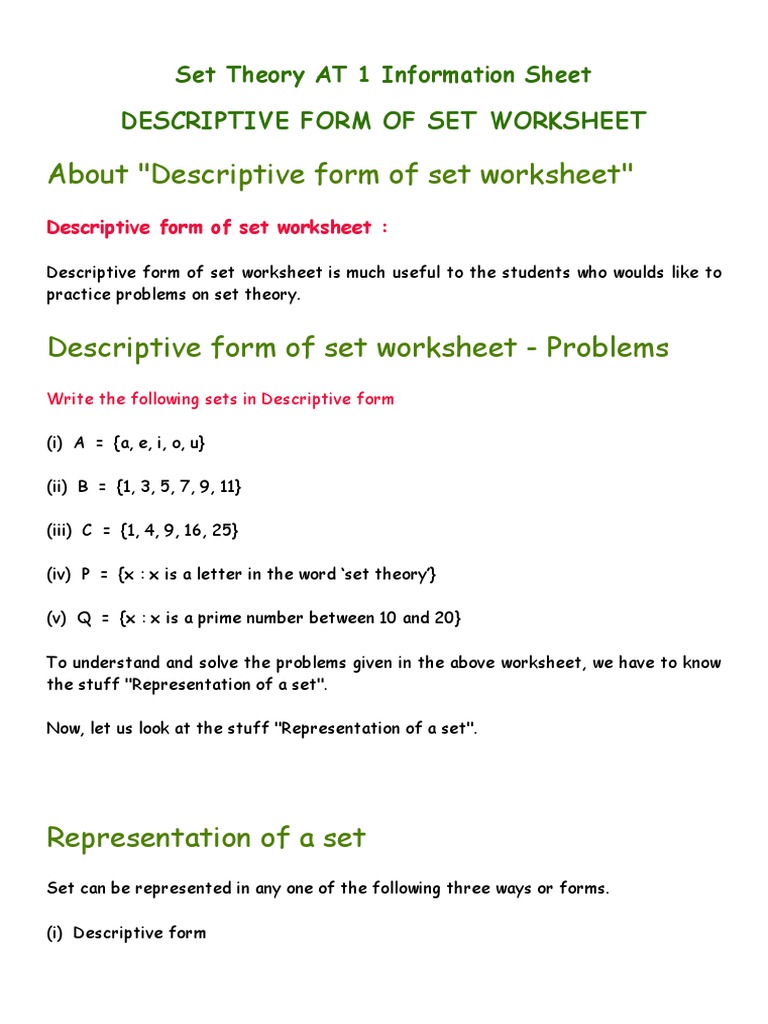 Set Theory Attainment Target Set Mathematics Mathematical Concepts