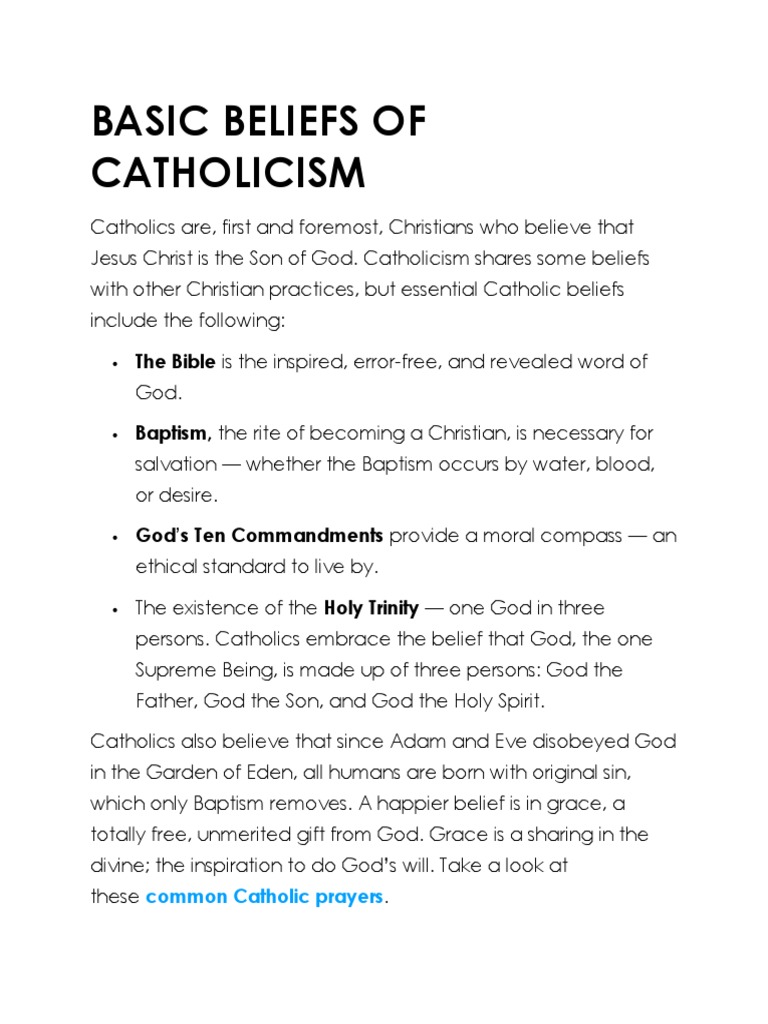Basic beliefs and facts of catholicism pdf catholic church baptism