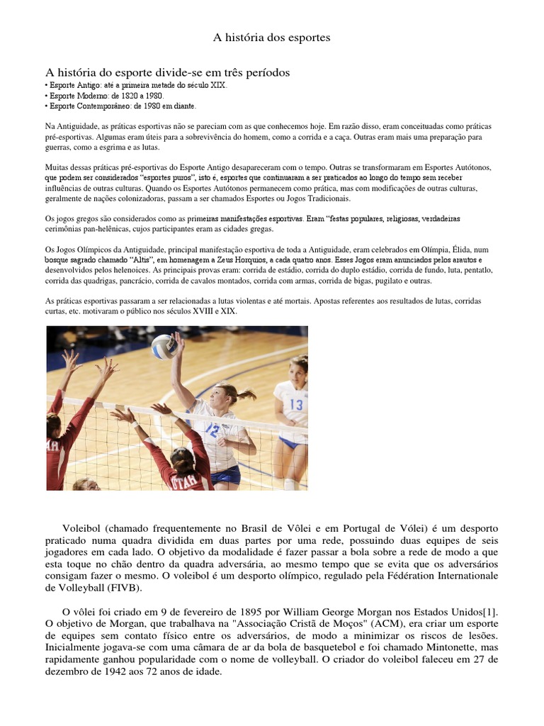 A evolução dos esportes ao longo da história: das práticas pré ...