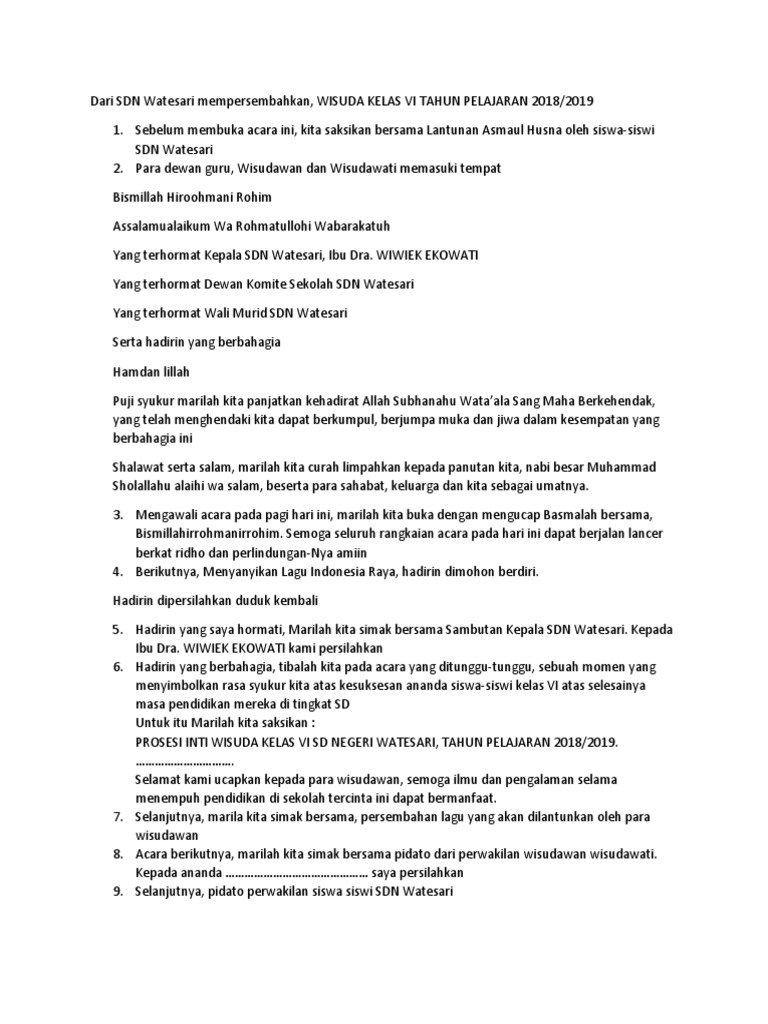 27+ Contoh Teks Prosesi Wisuda Sd terbaru