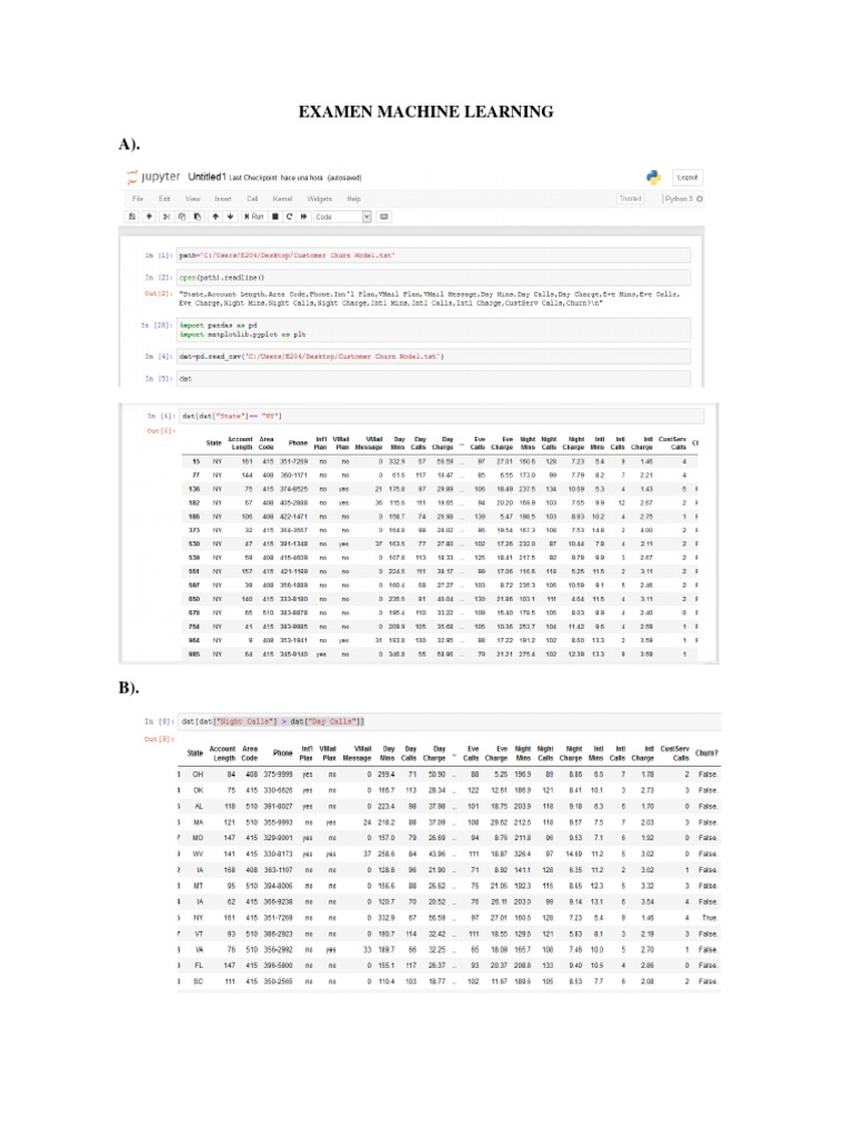 Examen Machine Learning A) | PDF
