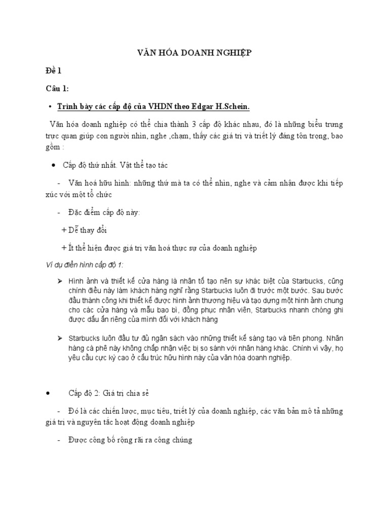 Van Hoa Doanh Nghiep On Thi | PDF