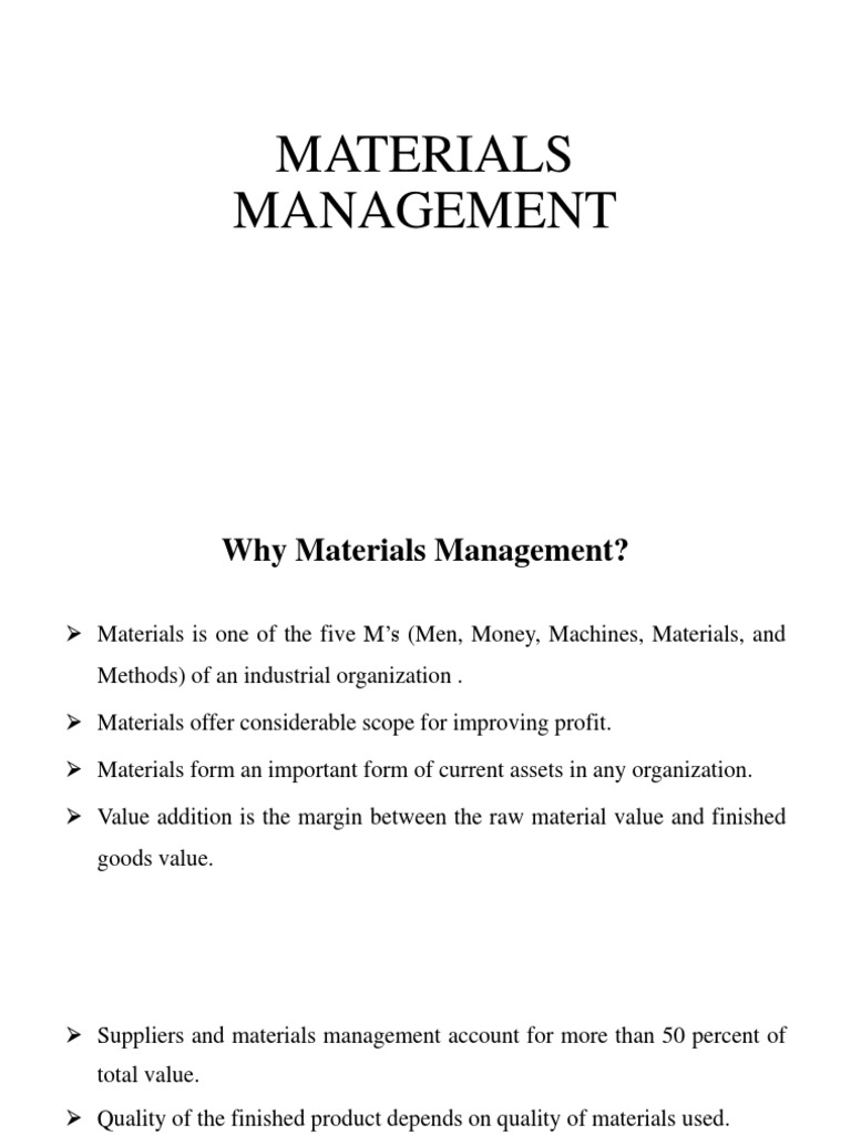 Materials Management PDF Inventory Cost