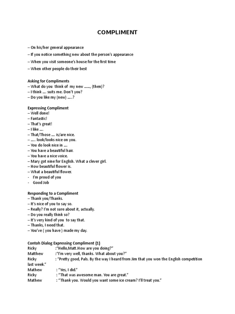 Compliment: Asking For Compliments | PDF