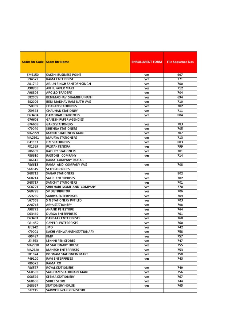 SSDM RTR Code SSDM RTR Name: Enrollment Form File Sequence Nos | PDF ...