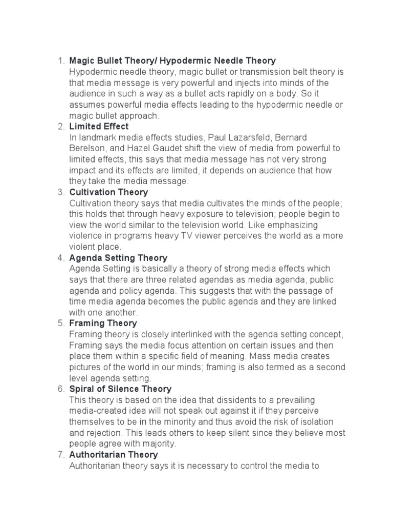 Theories of Mass Communication | PDF | Mass Media | Freedom Of The Press