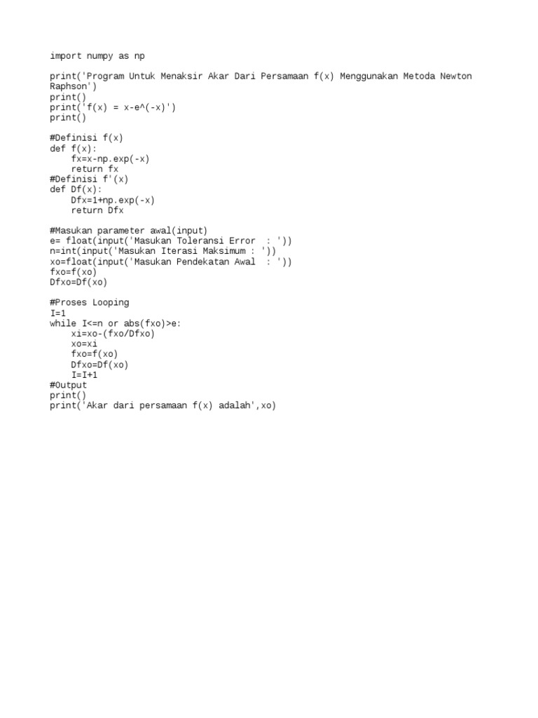 Metode Newton Raphson - Python | PDF
