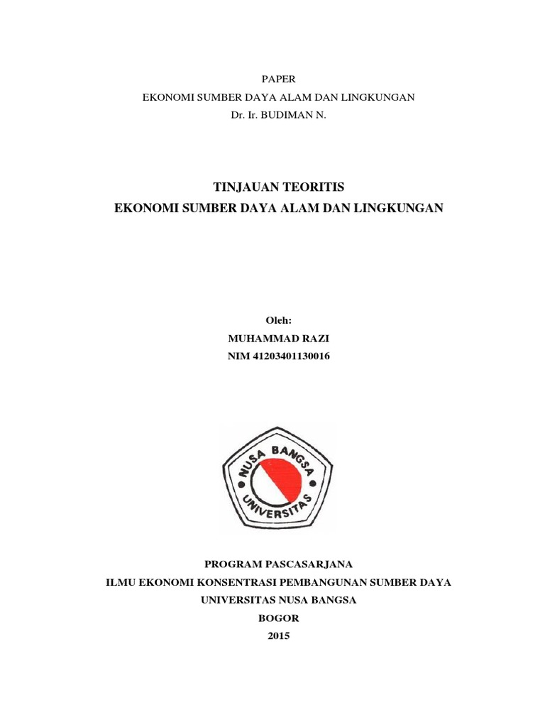 Paper Ekonomi Sumber Daya Alam Dan Lingk Pdf
