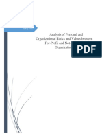 Analysis of Personal and Organizational Ethics and Values Between For-Profit and Not-for-Profit Organizations