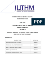 UHB 30102 English For Technical Purpose Survey Proposal: Universiti Tun Hussein Onn Malaysia SESSION II 2018/2019