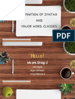Definition of Syntax and Major Word Classes