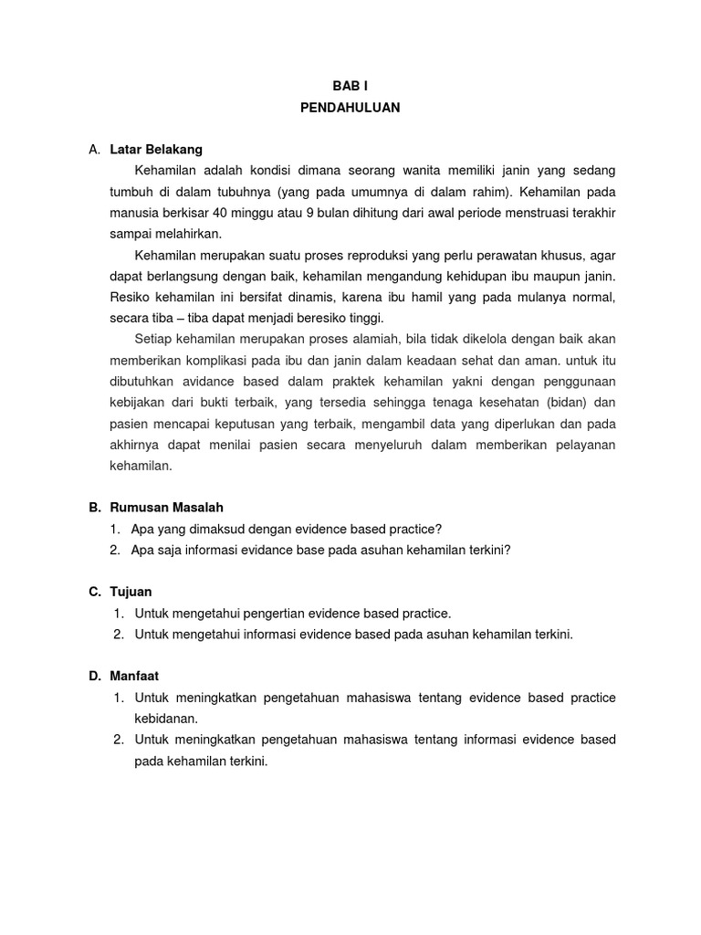 Makalah Evidence Based Kehamilan