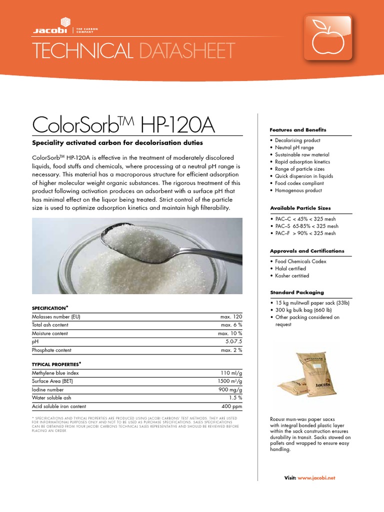 Jacobi Tds Colorsorb Hp120a A4 Eng E0116 | PDF | Adsorption | Chemistry