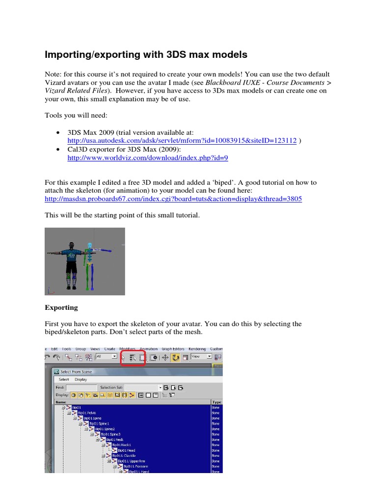 Imnportar Y Exportar Animaciones Pdf Autodesk 3ds Max 3 D Modeling