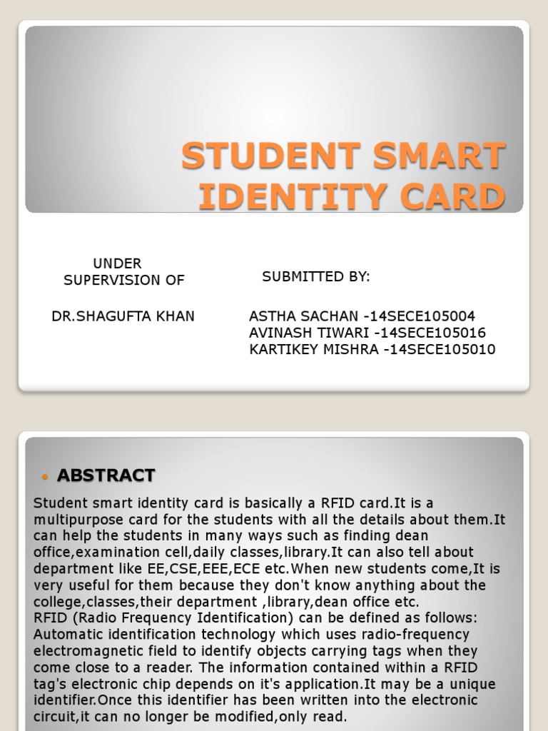 Student Smart RFID Identity Card System | PDF | Read Only Memory ...