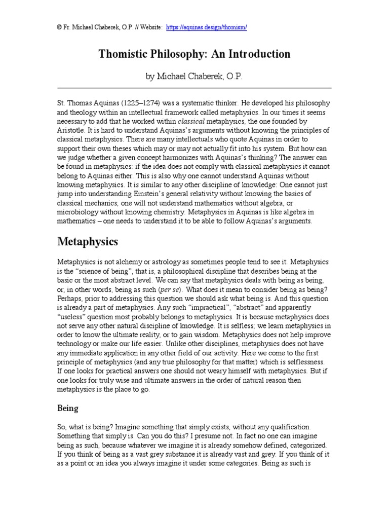 Thomistic Philosophy An Introduction070618 PDF Philosophical Realism Existence