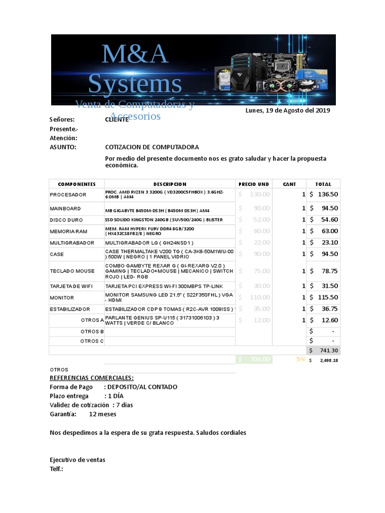 Proforma PC | PDF | Hardware de la computadora | Diseño