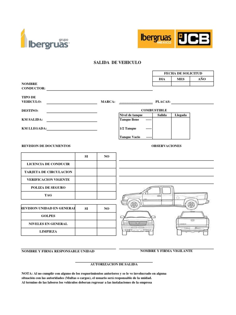 Formato Salida de Vehiculos PDF
