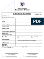 Authority To Travel Form Blank 09022019
