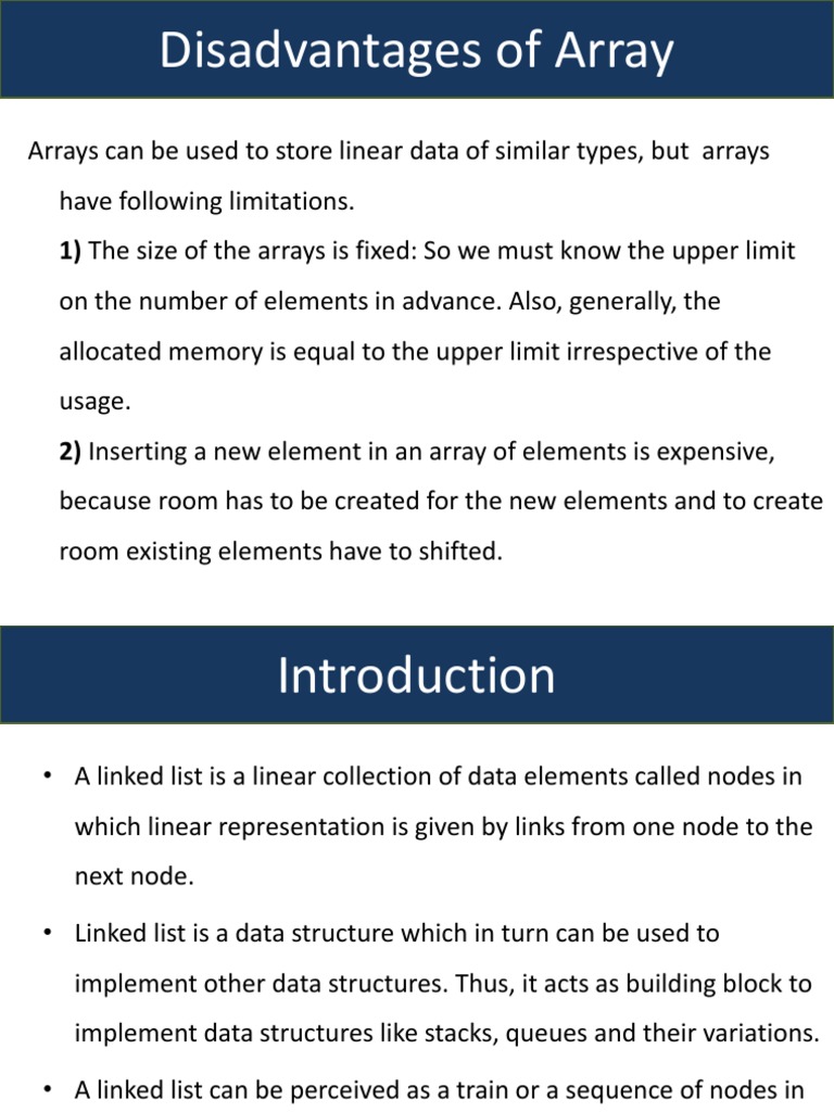 Disadvantages of Array: 1) The Size of The Arrays Is Fixed: So We Must ...