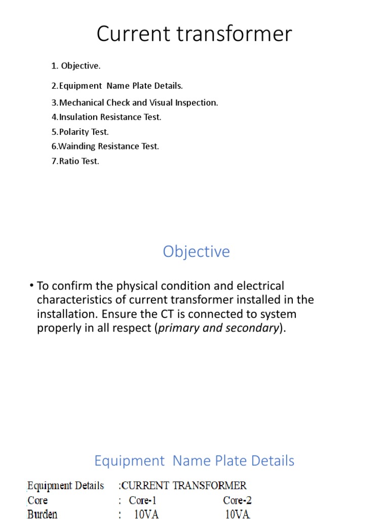 Current Transformer Testing Procedures | PDF | Transformer | Electrical ...