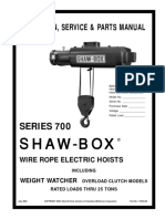 Shaw-Box Hoist - 700 Series Electric Wire Rope 10 To 25 Ton Manual PDF