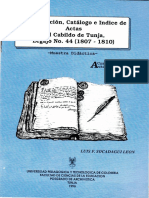 Transcripción, Catálogo e Índice de Actas Del Cabildo de Tunja, Legajo No. 44 (1807-1810)