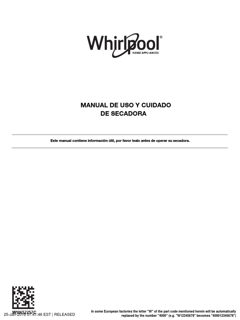 7MWGD1930DM Manual de Uso y Cuidado PDF | PDF Secadora de ropa | (Eléctrico)