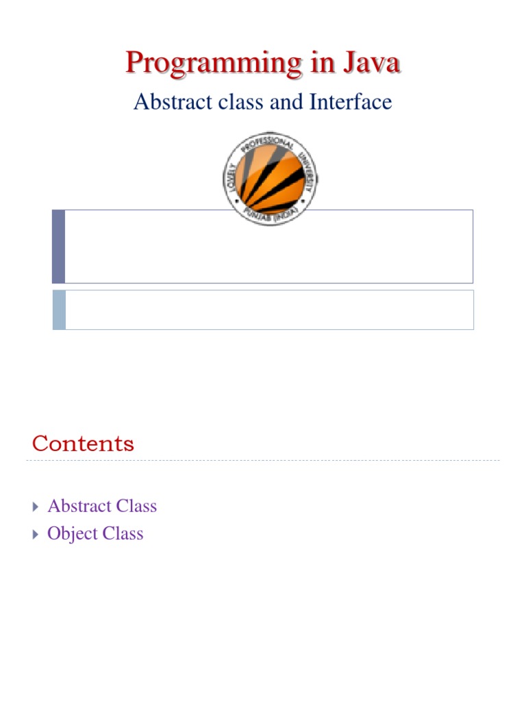 Programming in Java: Abstract Class and Interface | PDF | Class ...