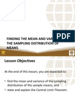PSUnit III Lesson 2 Finding The Mean - and Variance of The Sampling Distribution of Means