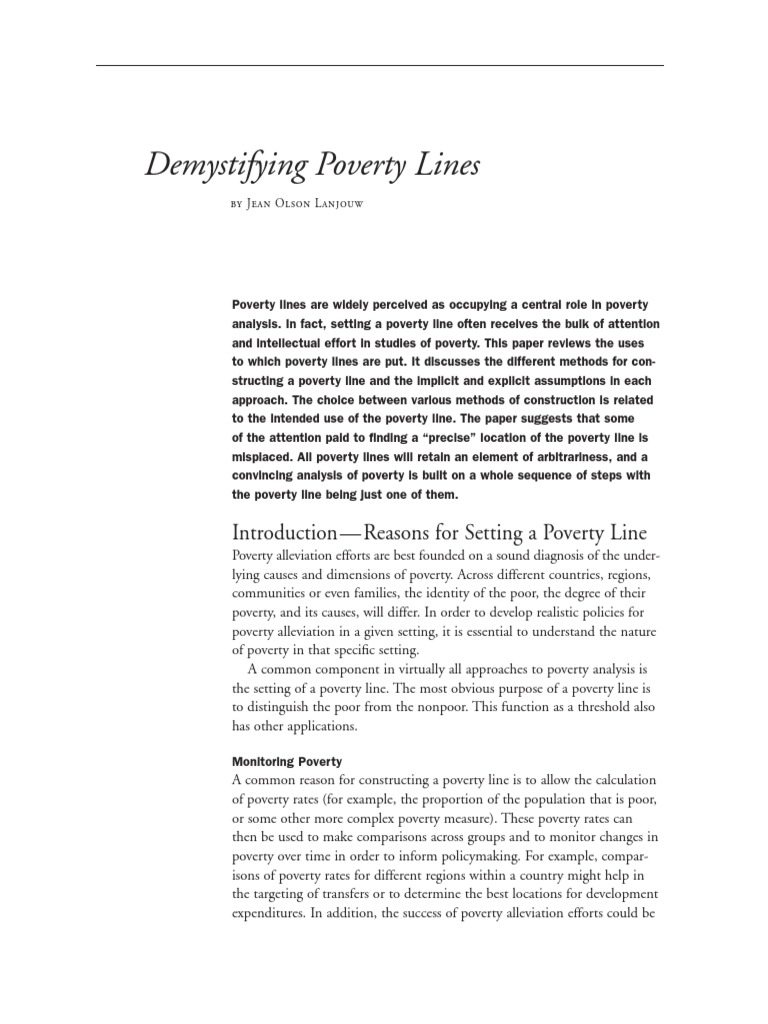 Understanding Poverty Lines Explained | PDF | Poverty Threshold | Price ...