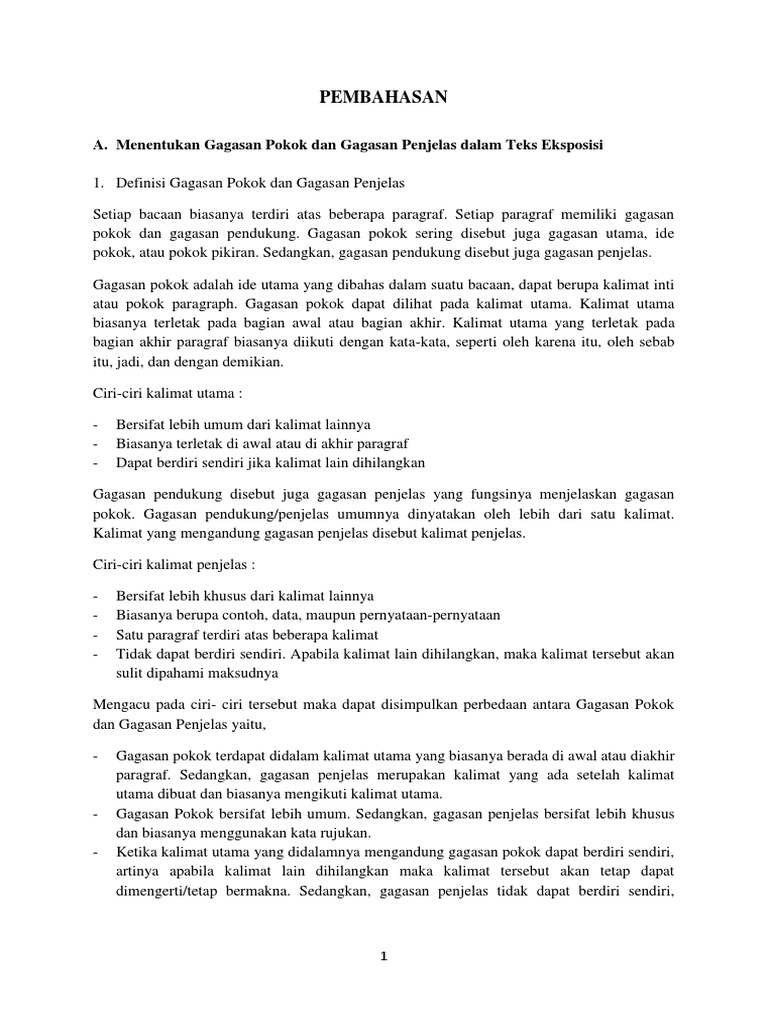 Soal Menentukan Kalimat Penjelas Teks - Lembar Jawaban