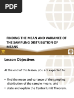 PSUnit III Lesson 2 Finding The Mean - and Variance of The Sampling Distribution of Means