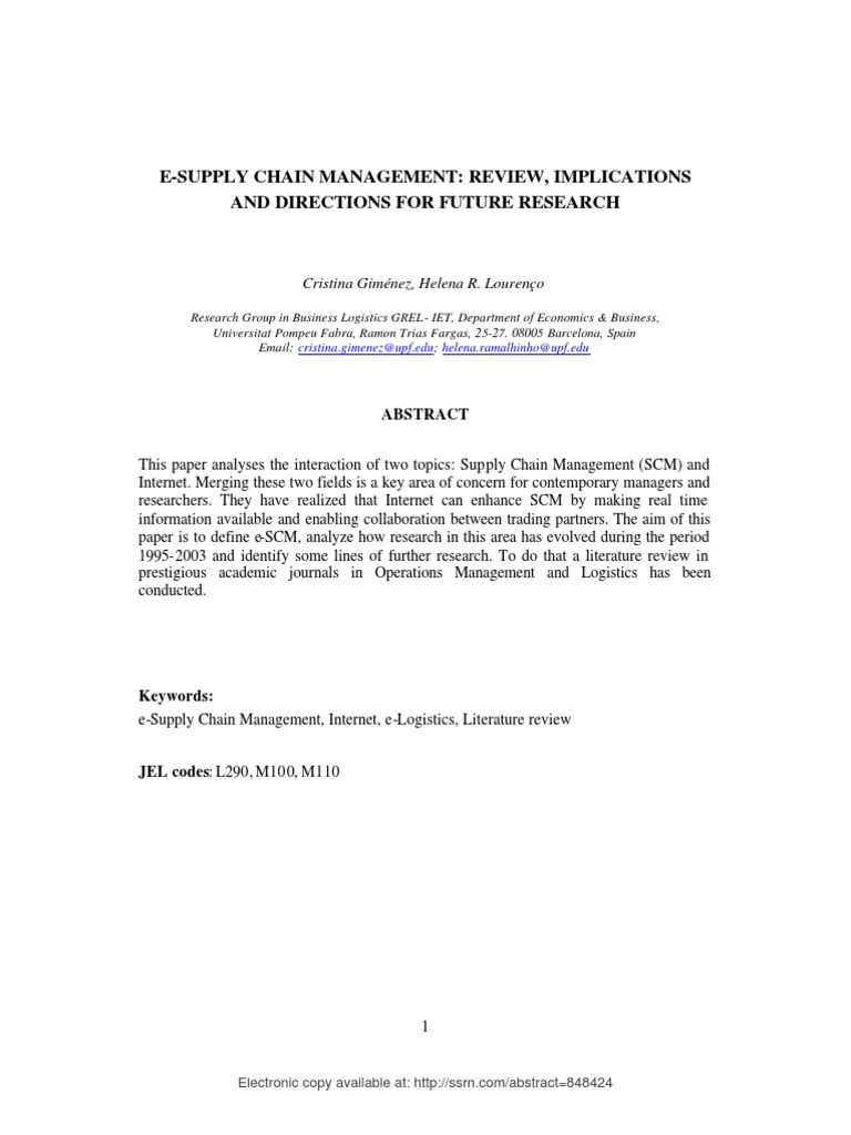 dissertation report supply chain management