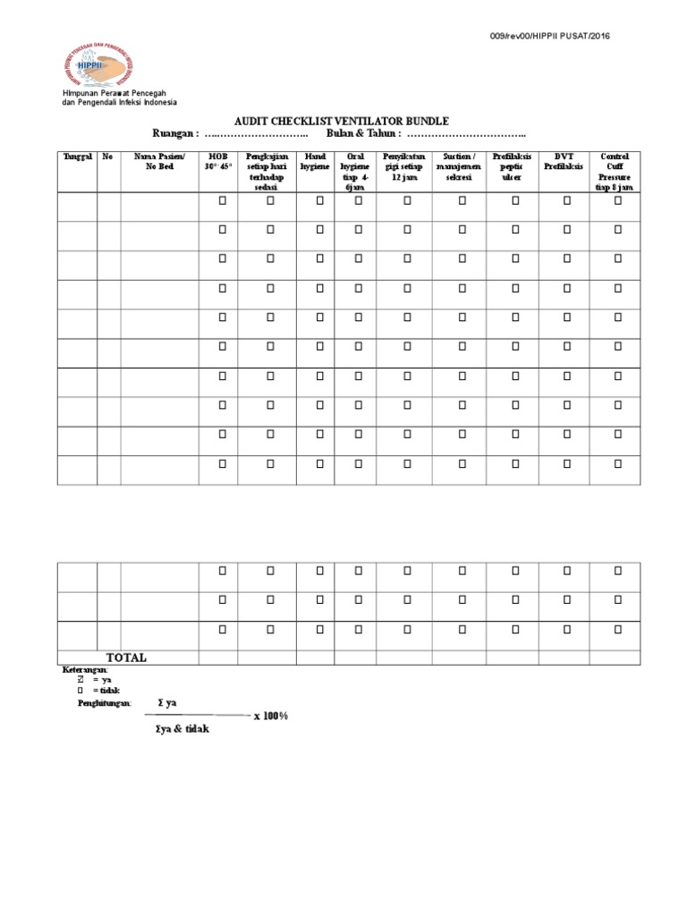 VAP Bundle Audit Checklist | PDF | Clinical Medicine | Diseases And ...