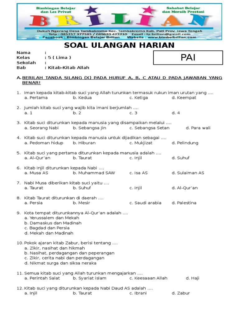 Soal Latihan 2 Bab 2 Kelas 5 Kitab Kit Pdf