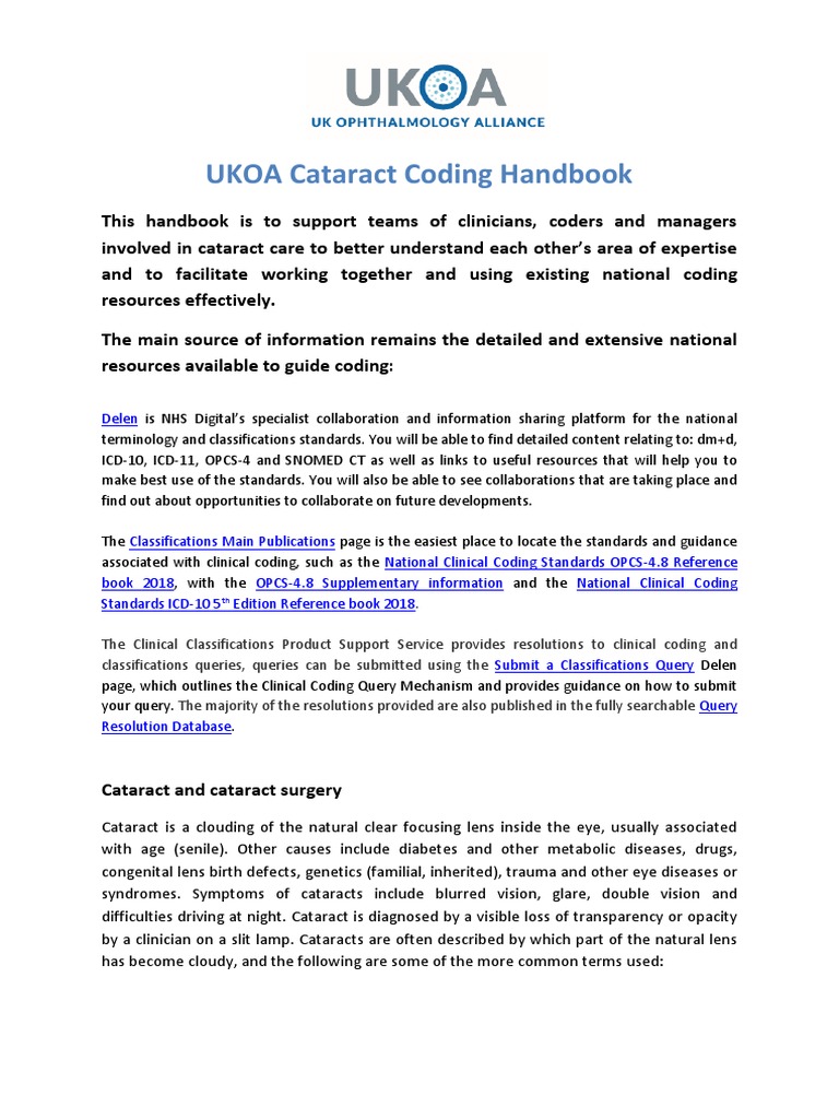 Cataract Coding Guidelines and ICD-10 | PDF | Cataract | Glaucoma