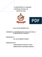 Informe de La Determinación de PH de Agua para La Elaboración Del Concreto