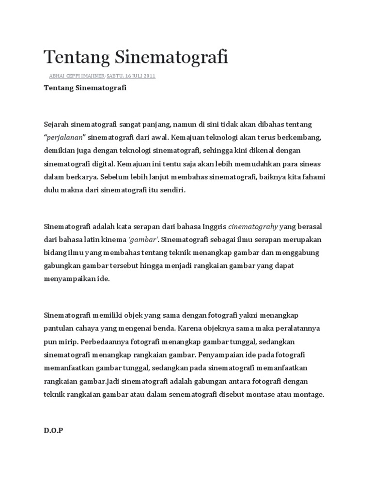 Tentang Sinematografi Pdf