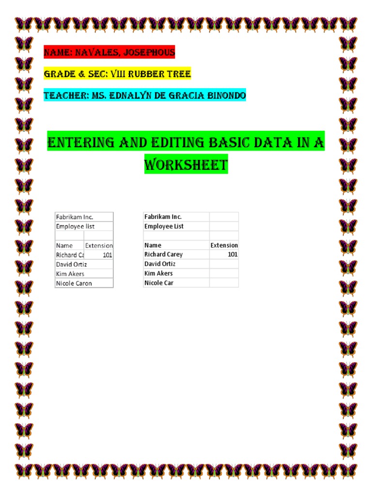 Entering and Editing Basic Data in A Worksheet | PDF
