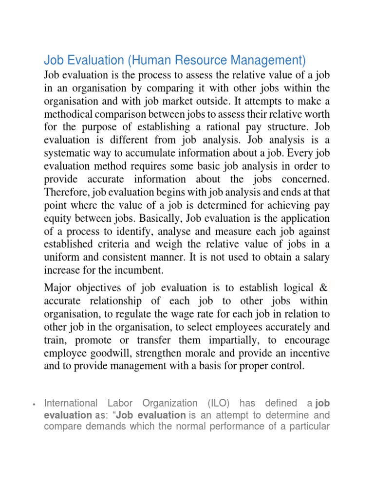 Study Notes On Job Evaluation | PDF | Employment | Evaluation